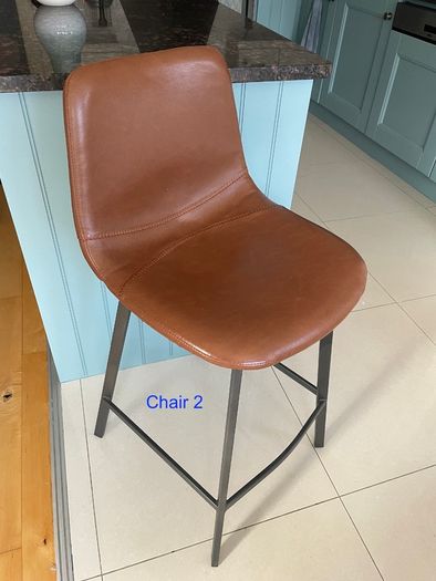 Retro Cognac Counter Bar Stools x 2