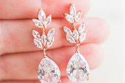 Rose Gold Crystal Drop Dangle Earrings