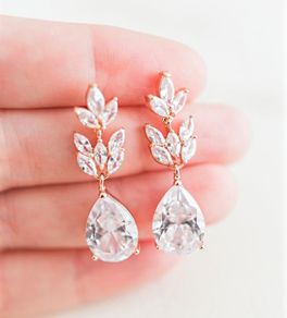 Rose Gold Crystal Drop Dangle Earrings