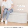 Folding Ottoman Storage Bench,Boucle Footstool Oval, End of Bed Stool, Ideal for Living Room, Bedroom, 100L Storage Space,White,110x38x38cm Image 3