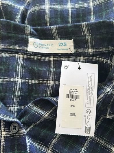 Girls Long Sleeved Blue Checkered Shirt from Primark