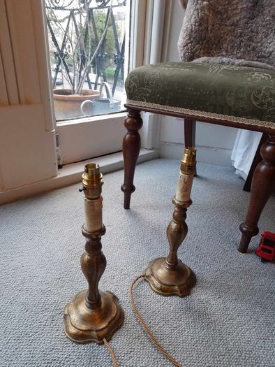 Pair of period table lamps (sold without the lampshade)