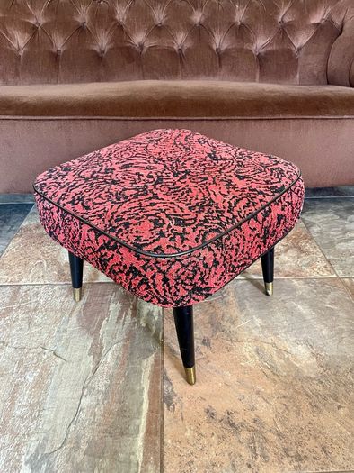 Vintage Rare Mid Century Sherborne Style Footstool with Atomic Legs 1960s