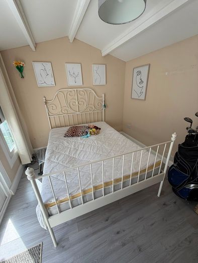 IKEA Leirvik iron double bed frame (white)