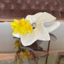 White Ceramic Lily Flower Ceramic Vase Laying Down Lily Shape Vase Image 2