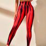 Red BlackTie Dye Wideband Waist Sports Leggings, size 10 Image 3