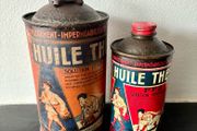 Pair of Vintage French Leather Polish Tins