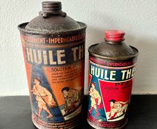Pair of Vintage French Leather Polish Tins