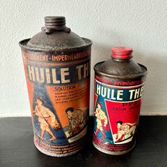 Pair of Vintage French Leather Polish Tins