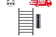 8 Bars Towel Warmer Rack Wall Mounted Heated Towel Rack for Bathroom Black