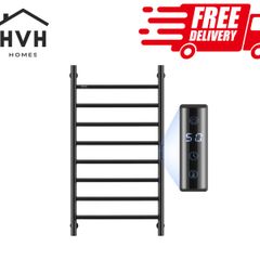 8 Bars Towel Warmer Rack Wall Mounted Heated Towel Rack for Bathroom Black