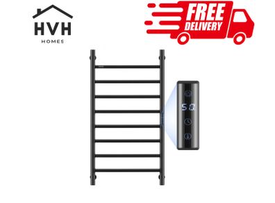 8 Bars Towel Warmer Rack Wall Mounted Heated Towel Rack for Bathroom Black