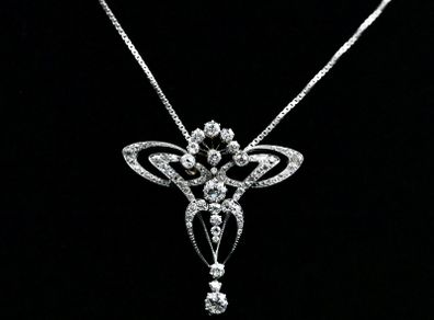 Antique Belle Epoque Diamond Dragonfly Necklace - 2.8ct