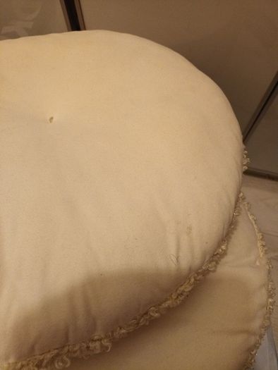 2 x Cream round boucle cushions