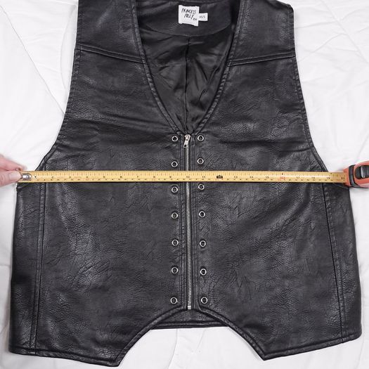 Princess Polly Black Moto Biker Goth Grunge Eyelet Zip Faux Leather Vest Waistcoat XS/S