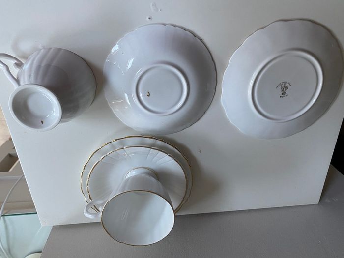 Regina China vintage elegant white  and gold  china trios
