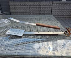 Lamson Stainless Steel and Solid Wood BBQ Tongs