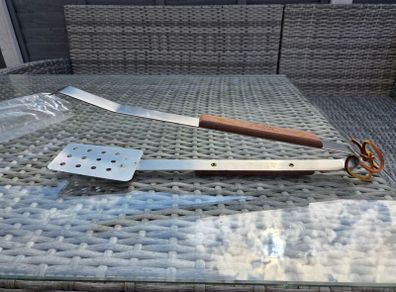 Lamson Stainless Steel and Solid Wood BBQ Tongs