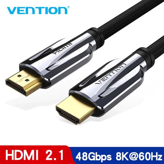 VENTION 3M Premium HDMI 2.1 UHD/3D 8K (7680x4320@60Hz) 48Gbps Luxury Model (Zinc Alloy/Cotton Braided/Gold Plated) Cable (Brand New/Warranty)
