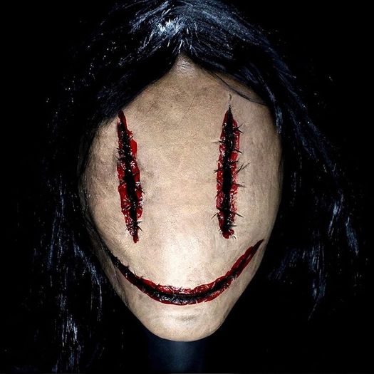 Halloween Mask for Adults, Realistic Horror Mask with Hair, Creepy Halloween Mask for Theme Party Cosplay