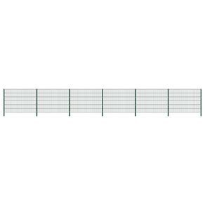 Fence Panel with Posts Iron 3.4x1.6 m Green