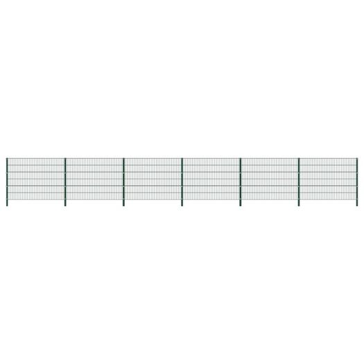 Fence Panel with Posts Iron 10.2x1.2 m Green