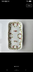 Vintage Limoges France Porcelain Trinket Dish Rosebud Wreath Tray Antique