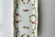 Vintage Limoges France Porcelain Trinket Dish Rosebud Wreath Tray Antique