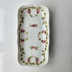 Vintage Limoges France Porcelain Trinket Dish Rosebud Wreath Tray Antique