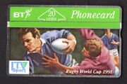 1991 Great Britain 20 unit British Telecom Rugby World Cup 1991 Phonecard (Landis &amp; Gyr) used