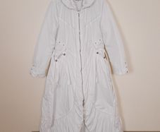 Alexo Vintage White Belted Longline Ruffle Hem Puffer Coat 10-12UK/40EU