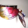 Handmade "Blooming Iris" 100% silk scarf 45x45cm Image 7