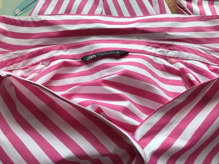 Zara Ladies 100% Cotton Pink and White  Casual Candy Stripe Shirt Blouse XL Uk 20/22 includes Postage