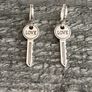 Silver Plated Key Earrings Image 2