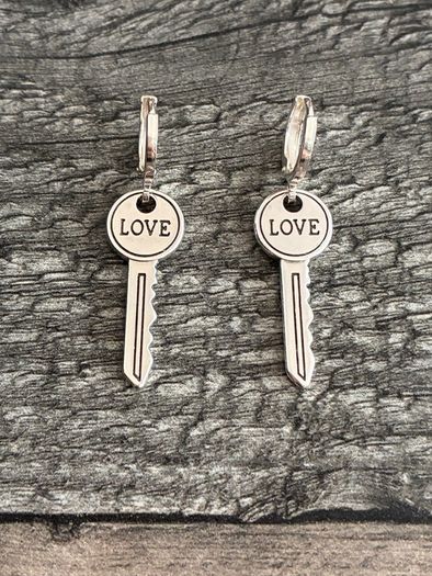 Silver Plated Key Earrings