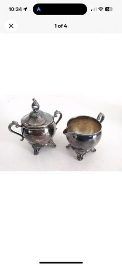 Newport Gorham Silverplate Sugar and Creamer Set P51 Excellent No Dents