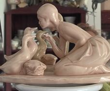 Title Rare Vintage Lladro Nao Figurine Girl Feeding Ducks Pink