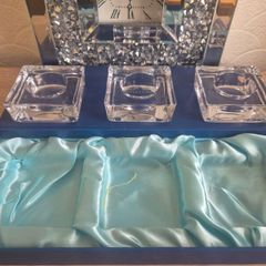 Boxed Avoca Blue Handmade Crystal Candle Set