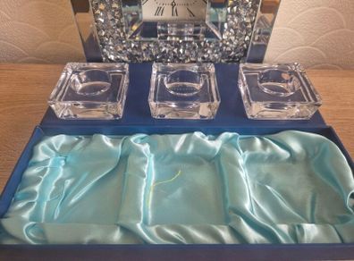 Boxed Avoca Blue Handmade Crystal Candle Set