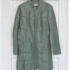 Rino & Pelle Mint Green Faux Leather Long Jacket Size 42 (Best M/10-12)