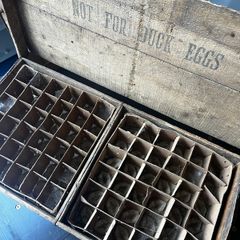 Vintage Irish egg crate. Original holders inside. Stencilled markings