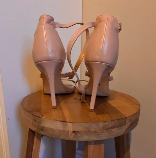 DUNE nude leather heeled sandal