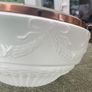Vintage Art Deco Fluted White Opaque Glass and Copper Ceiling Light Image 5