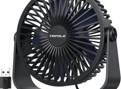 USB Desk Fan, 3 Speeds Adjustable Strong Wind Table Fan, 360 Degree Rotation Mini Personal Fan 6 Inches Portable Cooling Fan for Desktop Office Home Bedroom Car Outdoor Camping MULTIPLE COLOURS AVAILABLE (FREE POSTAGE)