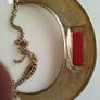 Chunky Hammered Gold Tone Collar Necklace  Red Cabochon Image 5