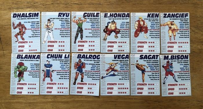 Vintage 1993 Street Fighter II Trading Cards