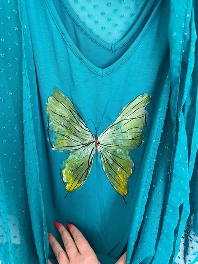 [clothes for adults] Hand painted butterfly top by Orsay, brand new, size 38/10/medium