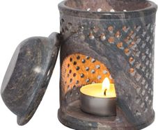 Jali Soapstone Oil Burner Moroccan Style Wax Melt Burner for Home Decor, Oil Diffuser Wax Burner for Bedroom decor, Essential Oil Diffuser Warmer Tea Light Candle Holder Burner
