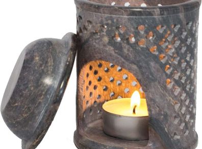 Jali Soapstone Oil Burner Moroccan Style Wax Melt Burner for Home Decor, Oil Diffuser Wax Burner for Bedroom decor, Essential Oil Diffuser Warmer Tea Light Candle Holder Burner