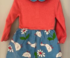 Mini Boden Knit & fine corduroy Daisy Duck Dress Sz 6-12mths EUC